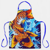 Orange Koi Fish Blue Schürze (Vorderseite)