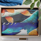 Orange Koi Fish in a Great Wave Japanese Style   Seidenpapier