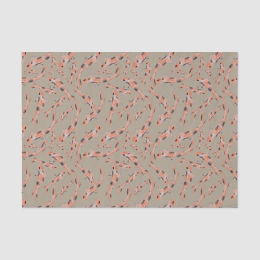 Orange Koi Fish Taupe Muster Seidenpapier (Vorderseite)