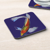 Orange Koi japanische Wasserfarbe-Karpfenkunst Getränkeuntersetzer (Linke Seite)