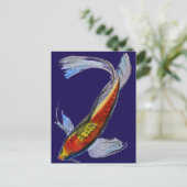 Orange Koi Japanischer Aquarellkarpfen Postkarte (Stehend Vorderseite)