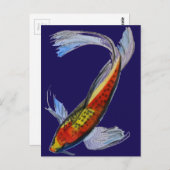 Orange Koi Japanischer Aquarellkarpfen Postkarte (Vorne/Hinten)
