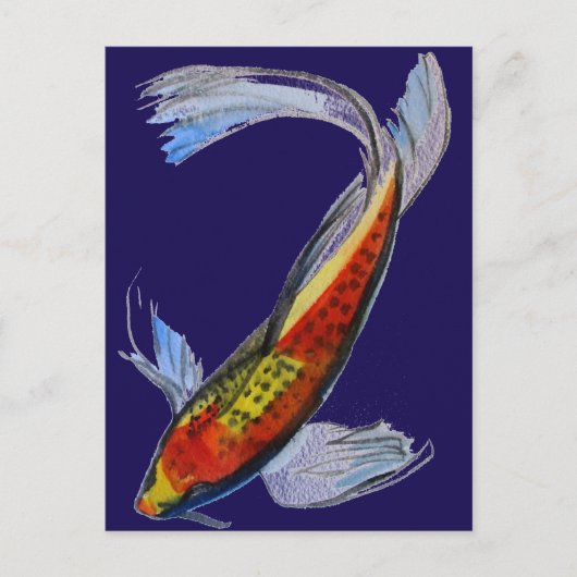Orange Koi Japanischer Aquarellkarpfen Postkarte (Vorderseite)