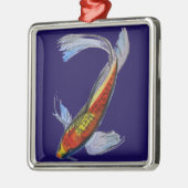 Orange Koi Japanischer Aquarellkarpfen Silbernes Ornament (Links)