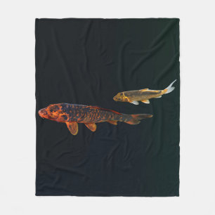 Orange Koi und Gold Koi Fleecedecke