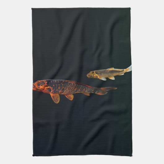 Orange Koi und Gold Koi Geschirrtuch (Vertikal)