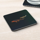 Orange Koi und Gold Koi Getränkeuntersetzer (Linke Seite)