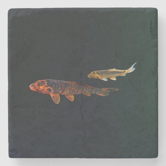 Orange Koi und Gold Koi Steinuntersetzer (Vorderseite)