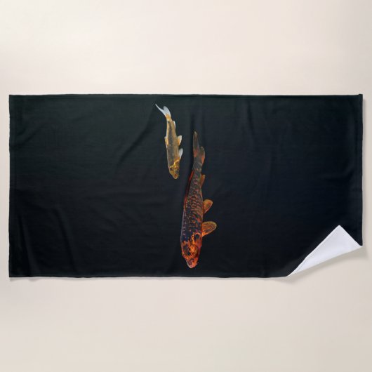 Orange Koi und Gold Koi Strandtuch (Vorderseite)