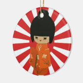 Orange Kokeshi kundengerechte Text Keramik Ornament (Links)