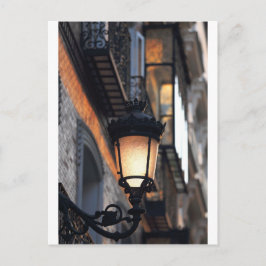 Orange Kolonial Street Lampe Madrid Postkarte