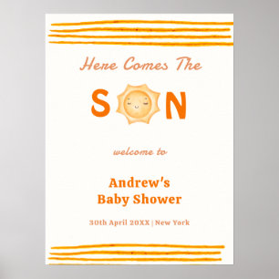 Orange kommt mit der Son Baby Dusche Willkommen Poster