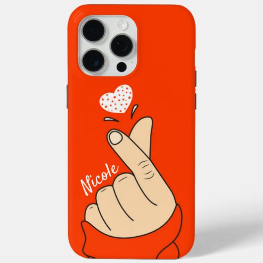 Orange Korean Finger Liebe Herzsignelle Lichthaut Case-Mate iPhone Hülle (Rückseite)