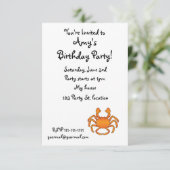 Orange Krabbe Einladung (Stehend Vorderseite)