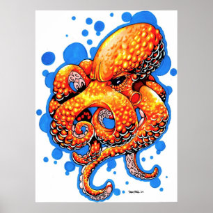 orange Krake Poster