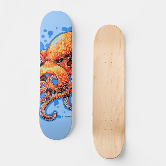 orange Krake Skateboard (Vorderseite)