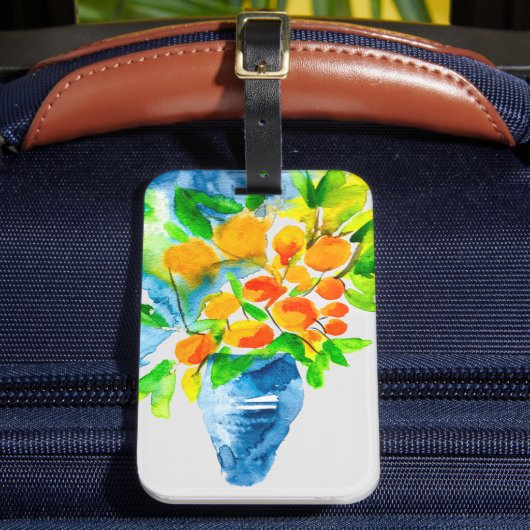 Orange kumquat frucht art watercolor gepäckanhänger (Vorderseite Insitu 2)