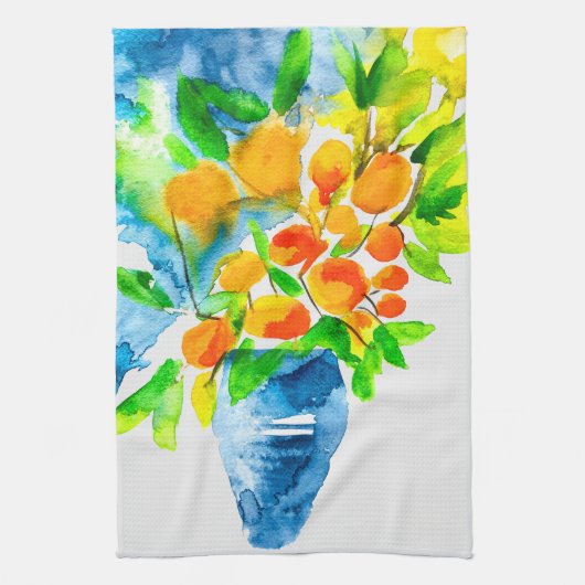 Orange kumquat frucht art watercolor geschirrtuch (Vertikal)