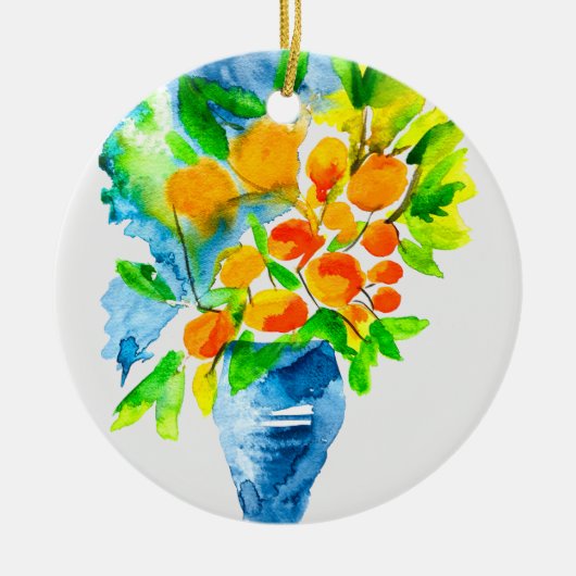Orange kumquat frucht art watercolor keramik ornament (Vorne)