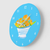 Orange Kumquats Aquarellfrucht Große Wanduhr (Winkel)