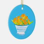 Orange Kumquats Aquarellfrucht Keramik Ornament (Rechts)