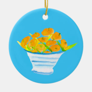 Orange Kumquats Aquarellfrucht Keramik Ornament
