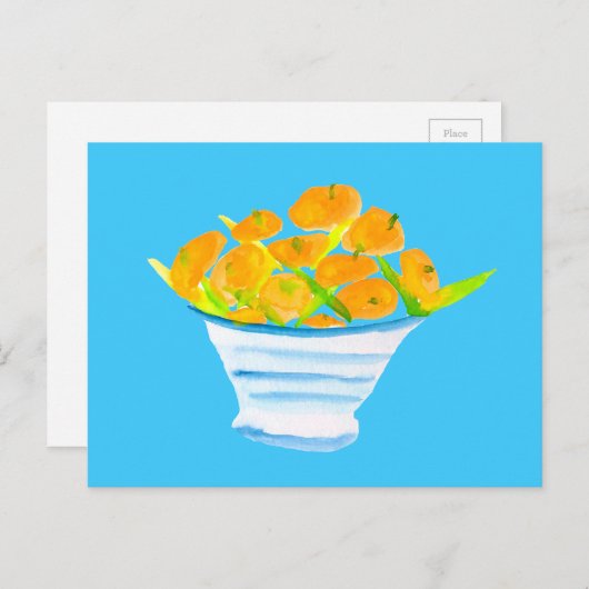 Orange Kumquats Aquarellfrucht Postkarte (Vorne/Hinten)