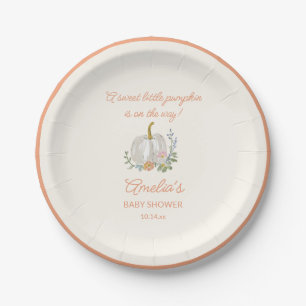 Orange Kürbis Blumen Herbst Baby Shower Benutzerde Pappteller