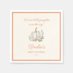 Orange Kürbis Blumen Herbst Baby Shower Willkommen Serviette