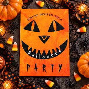 Orange Kürbis Gruselige Typografie Halloween-Party Einladung