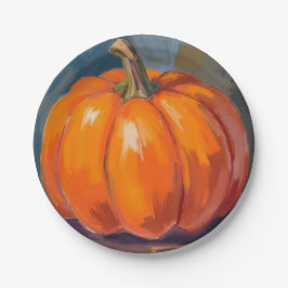 Orange Kürbis Halloween Erntedankfest Wasserfarbe Pappteller