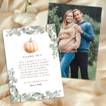 Orange Kürbis Herbst Baby Shower Dankeskarten