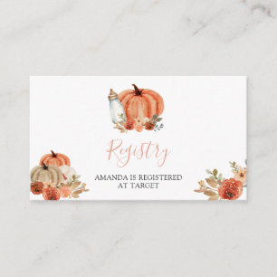 Orange Kürbis Herbst Liebes Baby Shower Geschenkel Begleitkarte