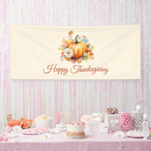 Orange Kürbis und Blumen Herbst Thanksgiving Banner