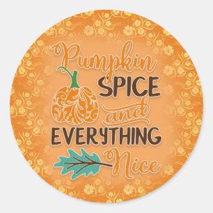 Orange Kürbisgewürz und alles Schöne Herbst Runder Aufkleber