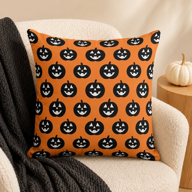 Orange Kürbislaterne Pumpkin Pattern Halloween Kissen (Von Creator hochgeladen)