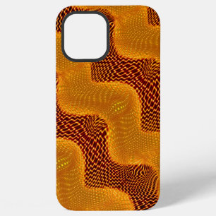 Orange Kurve und goldene Punkte auf braunem Hinter iPhone 12 Pro Max Hülle