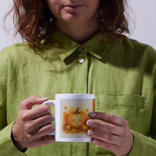 orange Kuschelig Herbststimmung Kürbis Blätter Kaffeetasse