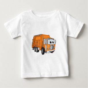 Orange lächelnder Abfall-LKW-Cartoon Baby T-shirt