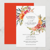 Orange lackierte Blume Einladung (Vorne/Hinten)