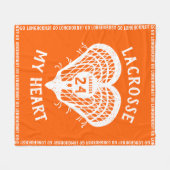 Orange Lacrosse My Heart Fleece Blanket (Vorderseite (Horizontal))