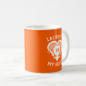 Orange Lacrosse My Heart Kaffeetasse (VorderseiteRechts)