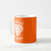 Orange Lacrosse My Heart Kaffeetasse (Vorderseite Links)