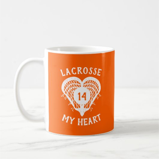 Orange Lacrosse My Heart Kaffeetasse (Links)