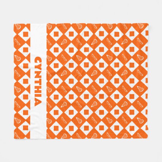 Orange Lacrosse Raute Muster Fleece Blanket (Vorderseite (Horizontal))
