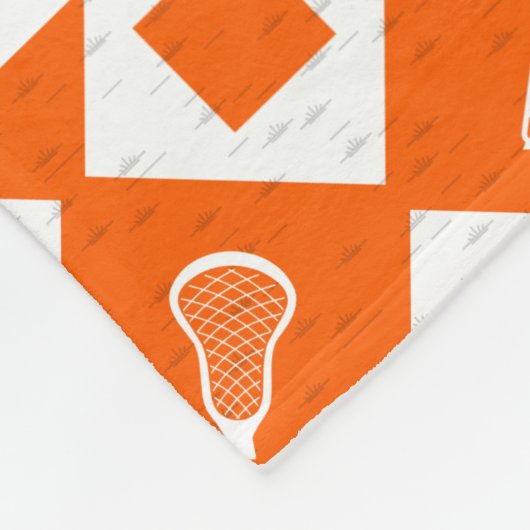 Orange Lacrosse Raute Muster Fleece Blanket (Ecke)