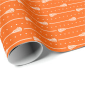 Orange Lacrosse White Sticks Gemustert Geschenkpapier (Rolleneckpunkt)