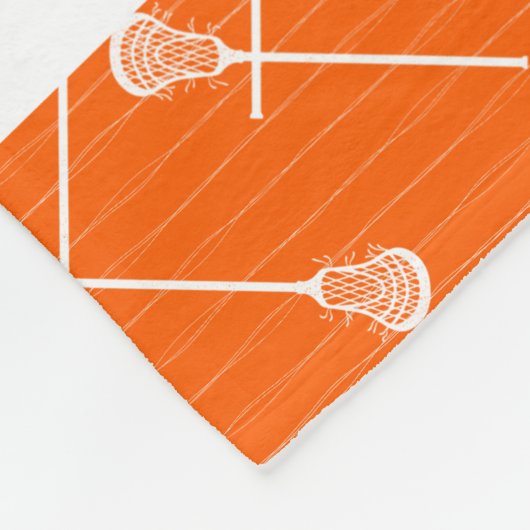 Orange Lacrosse White Sticks Patterned Fleecedecke (Ecke)