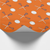 Orange Lacrossemuster Geschenkpapier (Ecke)