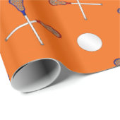 Orange Lacrossemuster Geschenkpapier (Rolleneckpunkt)